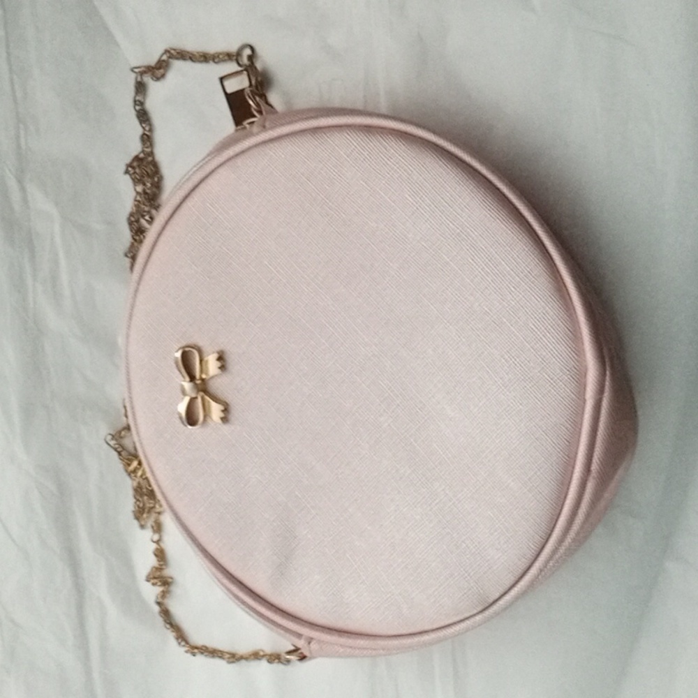 Vintage Pink Clutch Bag Purse With Gold Strap